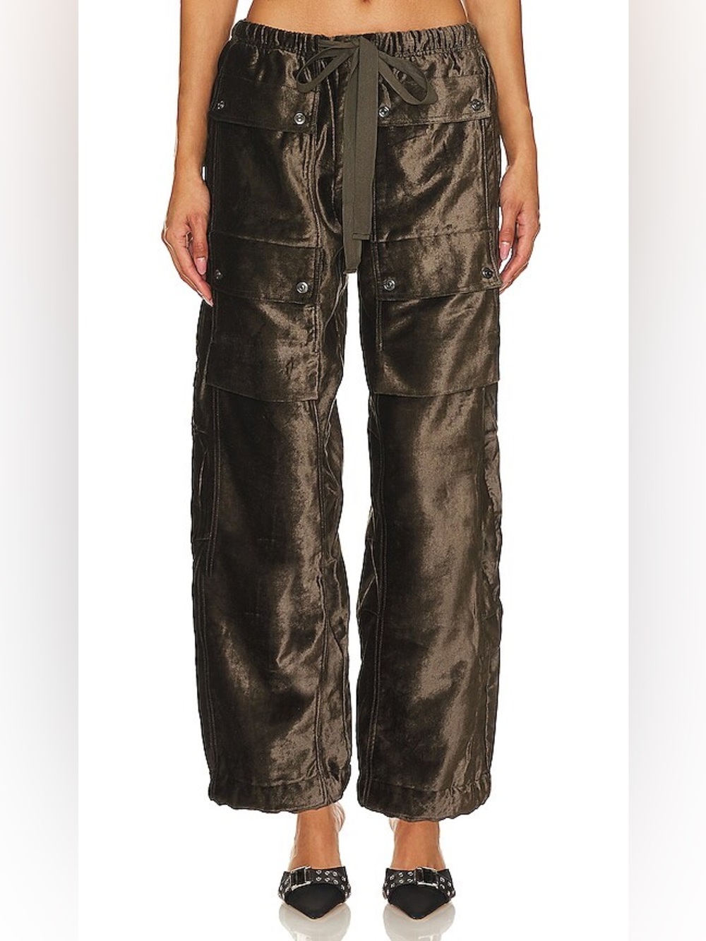 FREE PEOPLE 🆕 NWT Velvet Utility Cargo Pocket Pants in Olive Size S